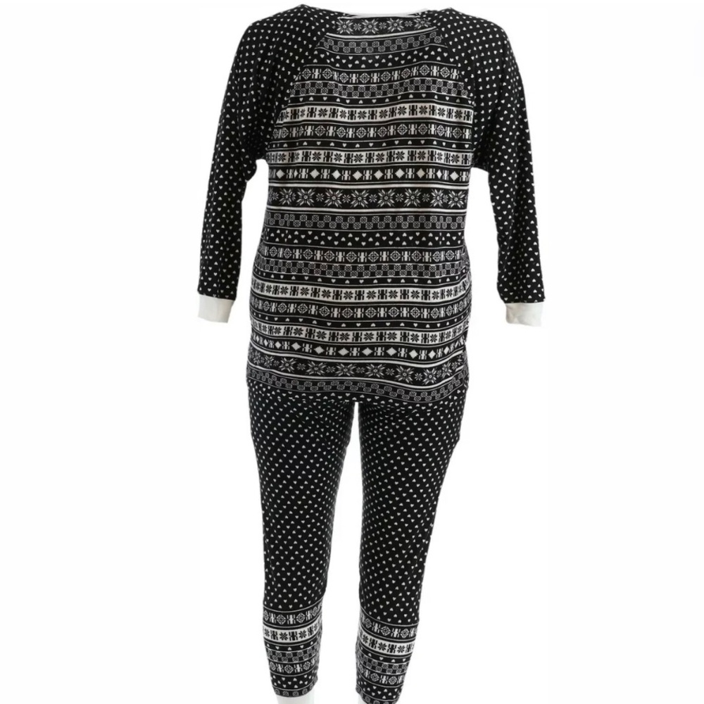Cuddl Duds Petite Apres Ski Fairisle Pajama Set - Picture 4 of 6